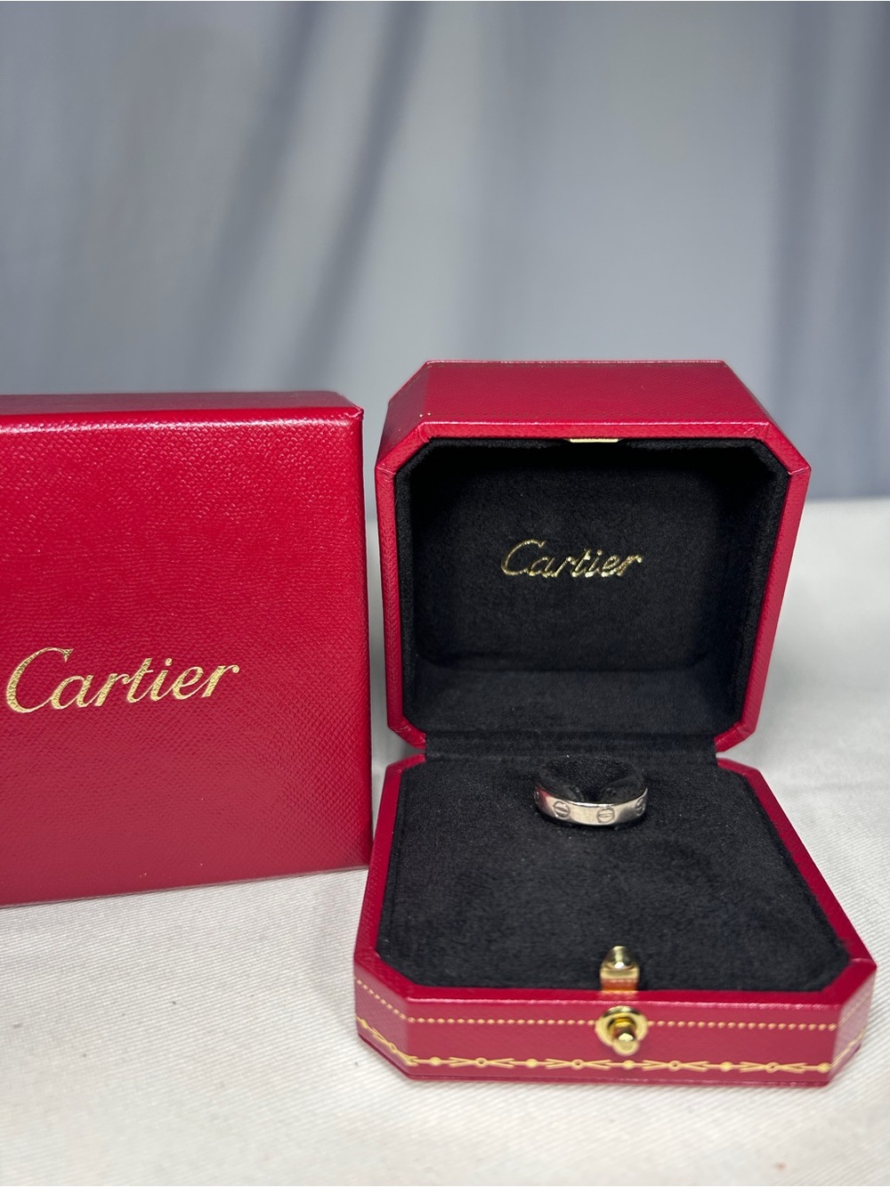 Cartier Love 18k White Gold Band Ring Size 50 6mm Signed MPN B4091050